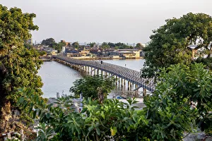 Cemeteries Prints: Catholic graveyard and bridge in Fadiouth, Senegal, West Africa, Africa