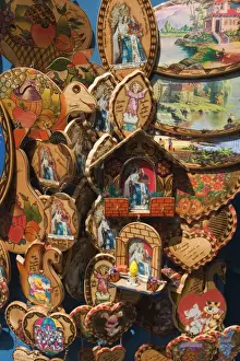Ecuadorian Prints: Catholic ornaments outside Basilica de Nuestra Senora de Agua Santa (the Virgin of the Holy Water)