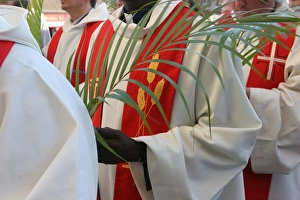 Five People Prints: Catholic priests on Palm Sunday, Chartres, Eure et Loir, France, Europe