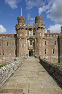 Images Dated 4th September 2009: Causeway to main entrance of the 15th century Herstmonceux Castle, East Sussex