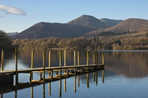 Rural Scenes Prints: Causey Pike from the boat landing, Derwentwater, Keswick, Lake District National Park