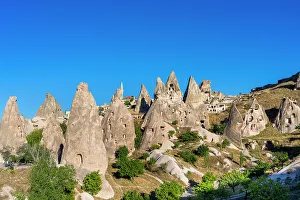 Heritage Site Prints: Cave dwellings by Uchisar Castle, Uchisar, Cappadocia, Anatolia, Turkey, Asia Minor, Asia