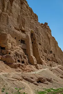 Sculptures Prints: Caves in Bamyian where ancient Buddhas were carved