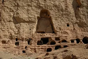 Artistry Prints: Caves of the former Buddhas carved in rock at Bamyian