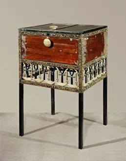 Tutankhamen Prints: Cedarwood and gilded ebony cabinet decorated with hieroglyphic symbols ensuring divine life