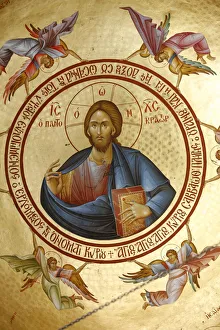 Images Dated 10th August 2007: Ceiling fresco in Capharnaum (Capernaum) Greek Orthodox church, Capharnaum, Galilee