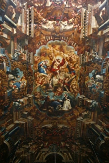 Painted Image Prints: Ceiling of Igreja Sao Domingos on Terreiro de Jesus Square