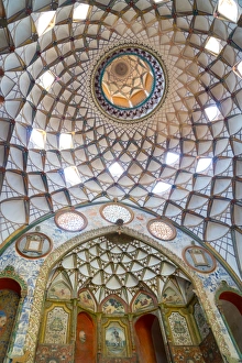 Typically Iranian Prints: Ceiling of main reception in 19th century mansion, Khan-e Boroujerdi, Kashan, Iran