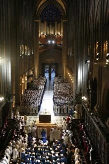 Images Dated 12th September 2008: Celebration of Vespers in Notre Dame de Paris with Benedict XVI, Paris, France, Europe