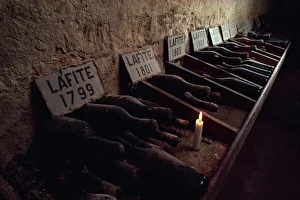 Food And Drink Prints: Cellars of Chateau Lafite Rothschild, Bordeaux, Aquitaine, France, Europe