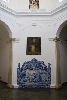 Azulejos Prints: Central atrium with tilework and statues
