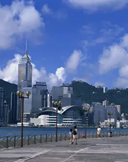 Convention Centre Prints: The Central Building, tallest, and Convention Centre in Wan Chai, Promenade in Kowloon
