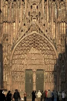 Central doorway of Notre-Dame gothic cathedral, UNESCO World Heritage Site