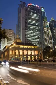 Central law courts at dusk, Hong Kong, China, Asia