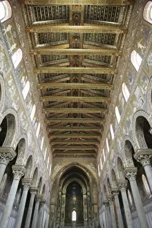 Central nave of the Cathedral, Monreale, Sicily, Italy, Europe