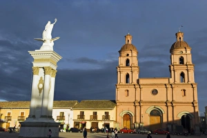 Central Plaza Prints: Central plaza and Cathedral, Ipiales, Colombia, South America