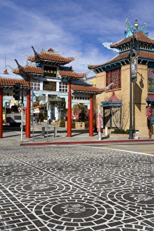 Paving Prints: Central Plaza East Gate in Chinatown, Los Angeles, California, United States of America