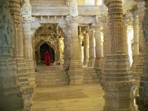 Jain Prints: Central shrine, with four faced image of Adinath, Ranakpur temple, Rajasthan state