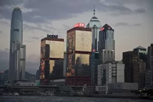 Central skyline, Hong Kong Island at sunset, Hong Kong, China, Asia