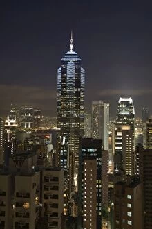 Central, skyline at night, Hong Kong Island, Hong Kong, China, Asia