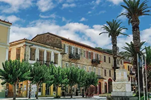 Nafplion Prints: Central square Trion Navarchon (Three Admirals)