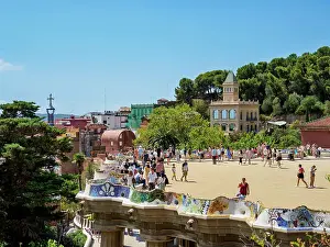Antoni Gaudi Prints: Central Terrace, Park Guell, UNESCO World Heritage Site