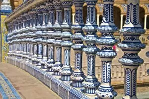 Images Dated 9th April 2011: Ceramic decor columns, Plaza de Espana, Seville, Andalusia, Spain, Europe