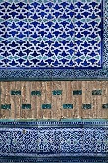 Ceramic detail, the harem, Tash Khauli palace, Khiva, Uzbekistan, Central Asia, Asia