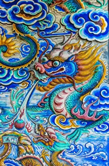 George Town Prints: Ceramic mural in Hock Teik Cheng Sin temple in George Town, UNESCO World Site, Penang