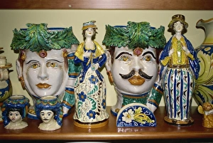 Porcelain Prints: Ceramic ware for sale, Sicily, Italy, Europe