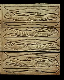 Treasure Prints: Detail from the ceremonial footstool of the king, showing conquered adversaries