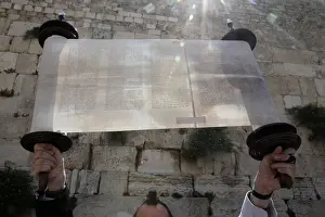 Western Wall Prints: A ceremonial reading of the Torah from Torah scroll under the Western Wall, Jerusalem
