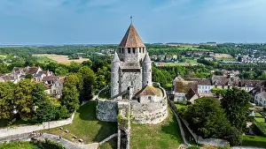 Preservation Prints: Cesar tower stands tall among the lush landscape in Provins UNESCO world heritage site in France
