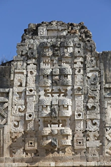 Uxmal Prints: Chac Rain God masks, Nuns Quadrangle
