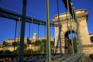 Chain Bridge Prints: Chain Bridge and Hungarian National Gallery, Budapest, Hungary, Europe