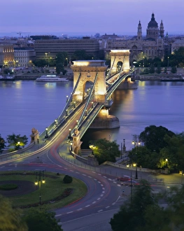 Danube Prints: Chain Bridge over the River Danube and St