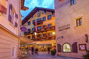Chalet Prints: Chalet hotel and Stadtplatz view at dusk in Zell am See