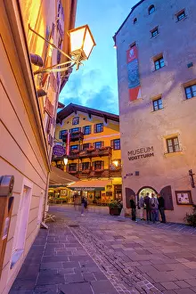 Chalet Prints: Chalet hotel and Stadtplatz view at dusk in Zell am See, Salzburg, Austria