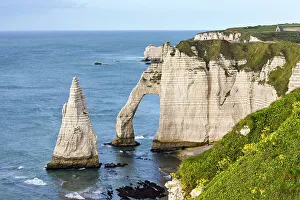 White Cliffs Prints: Chalk cliffs with arch and l'Aiguille (the Needle)