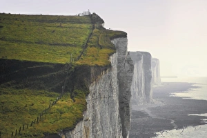 Picardie Prints: Chalk cliffs from clifftop path, Ault, Picardy, France, Europe