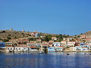 Windmills Prints: Chalki Village, Emporio, Halki Island, Dodecanese, Greek Islands, Greece, Europe