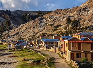 Bolivia Prints: Challa Pampa Village, elevated view, Island of the Sun, Titicaca Lake, La Paz Department