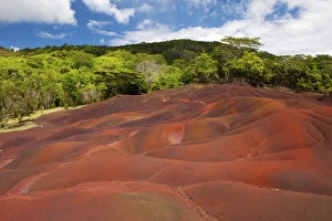 Chamarel Prints: Chamarel coloured earth, Chamarel, Savanne, Mauritius, Indian Ocean, Africa