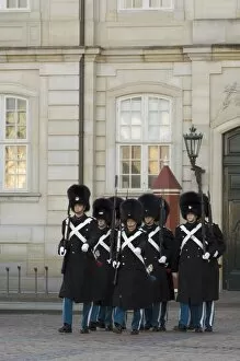 Images Dated 31st January 2000: Changing of the guard, Amalienborg Palace, Copenhagen, Denmark, Scandinavia, Europe