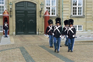 Uniform Prints: Changing the guard at the Royal Palace, Copenhagen, Denmark, Scandinavia, Europe