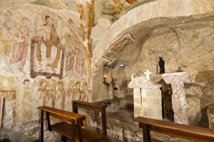 Chapels Prints: Chapel, hermitage of San Cataldo, Cottanello, Rieti, Lazio (Latium), Italy, Europe