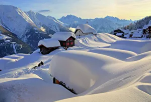 Chapel Prints: Chapel zum Schnee in the village centre, in the back Fletschhorn 3985m, cathedral 4545m