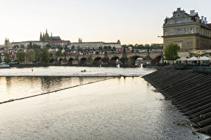Charles Bridge, the Castle District and St Vituss Cathedral across the Vltava River Charles Bridge, the Castle District and St Vituss Cathedral across the Vltava River
