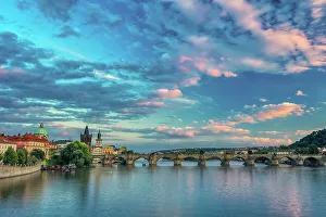 Travel Guide Prints: Charles Bridge, OId Town Bridge Tower and dome of St