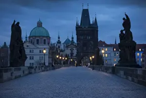 Lamp Post Prints: Charles Bridge, Prague, UNESCO World Heritage Site, Czech Republic, Europe